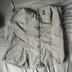 Women's Black Button Down Strapless Top